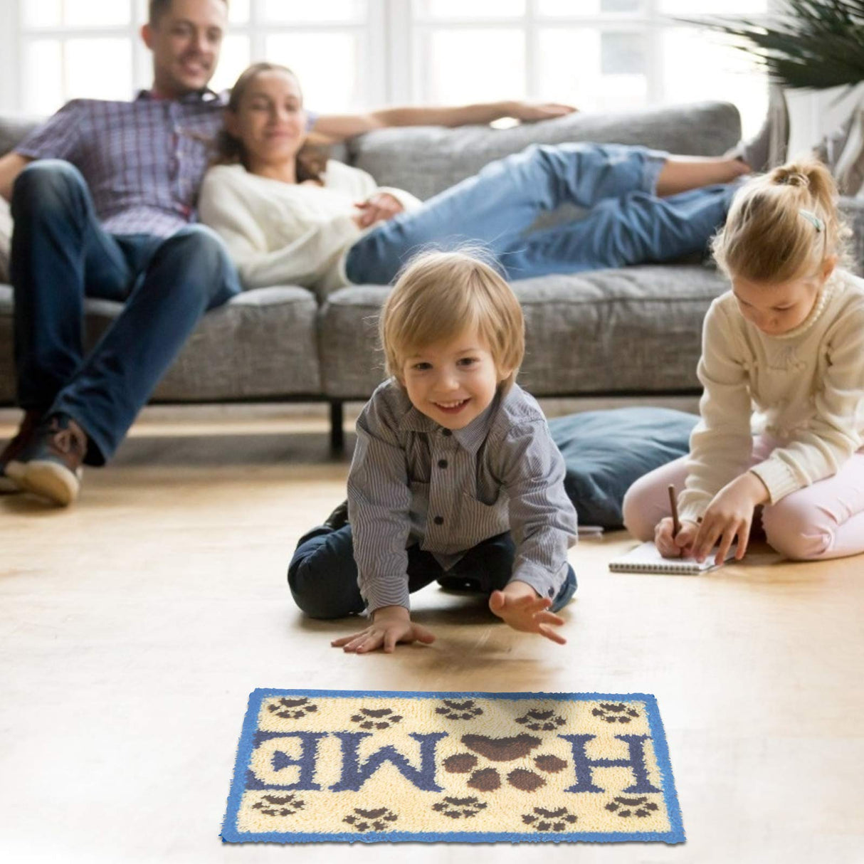 ROCKY&CHAO Latch Hook Kits Home Rug for Home Decoration 60 x 40 cm, DIY Latch Hook Kits, Rug Making Kit for Adults and Kids 23.6"x15.7", Birthday Gifts for Woman(Home) ROCKY&CHAO