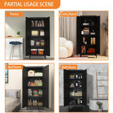 Howzone Tall Pantry Cabinet, 65" Kitchen Cupboard with Doors and Adjustable Shelves, Food Pantry Cabinets, Metal Hutch Cabinet with Storage for Kitchen, Living Room, Dining Room, Black Howzone