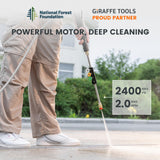 Giraffe Tools Grandfalls Pressure Washer G20 Pro, 2400 PSI 2.0 GPM, Wall Mounted Power Washer with 65FT Hose Reel, 4 Nozzles for Floor/Cars/Fences/Patios, Dark Silver Giraffe Tools