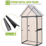 GUTINNEEN Shed Outdoor Storage Upgraded with Durable Metal Frame Garden Shed Tool Storage Cabinet with Wooden Floor Adjustable Shelfs 2.5 x 1.4FT （Brown） GUTINNEEN