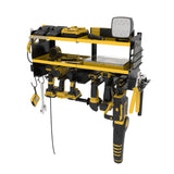 Permasteel Power Tool Organizer Wall Mount - 150 Lbs Load 3-Layer Heavy Duty Metal Storage Rack with Charging Station, Holds 6 Drills, 9 Hand Tools and 16 drill bits for Garage and Workshop, Yellow Permasteel