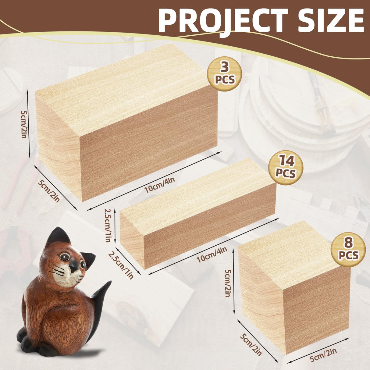 Basswood Carving Blocks,25 Pcs Whittling Wood Basswood Blocks with 3 Sizes,Bass Wood for Wood Carving,Wooden Blocks for Crafts for Beginners Kids and Adults Guuozzli