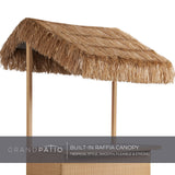 Grand patio Outdoor Tiki Bar Set with Widen Ceramic Top (42" W), Phuket 3-Piece Wicker Islander Tiki Bar and 2 Stools Storage for Garden, Natural Grand patio