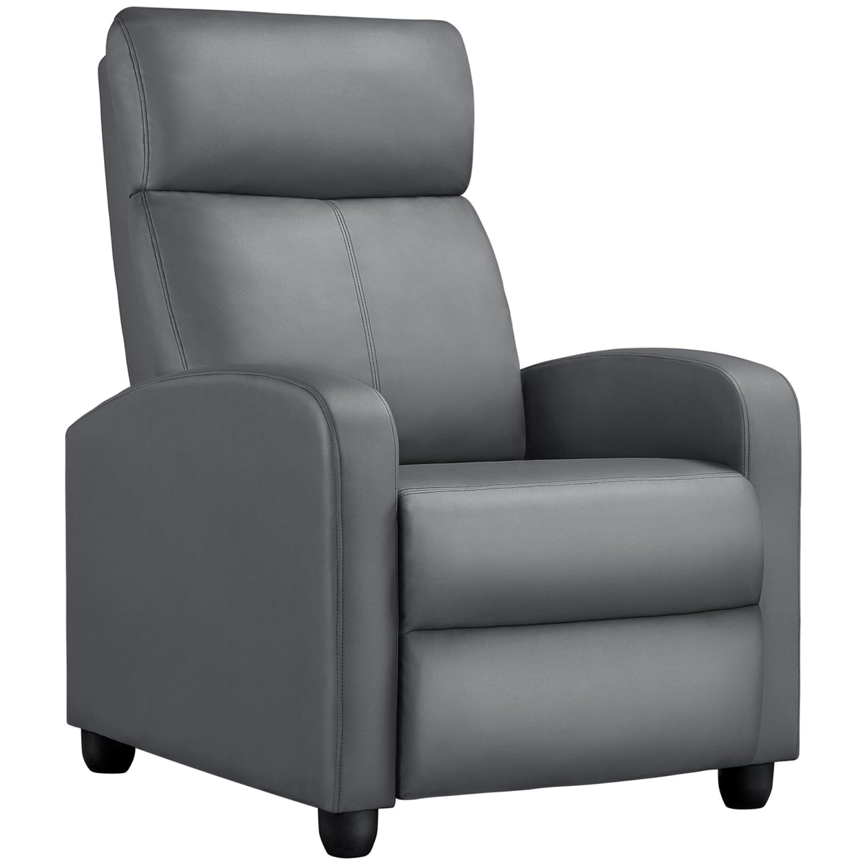 Yaheetech Recliner Chair PU Leather Recliner Sofa Home Theater Seating with Lumbar Support Overstuffed High-Density Sponge Push Silver Gray Recliners Yaheetech