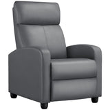 Yaheetech Recliner Chair PU Leather Recliner Sofa Home Theater Seating with Lumbar Support Overstuffed High-Density Sponge Push Silver Gray Recliners Yaheetech
