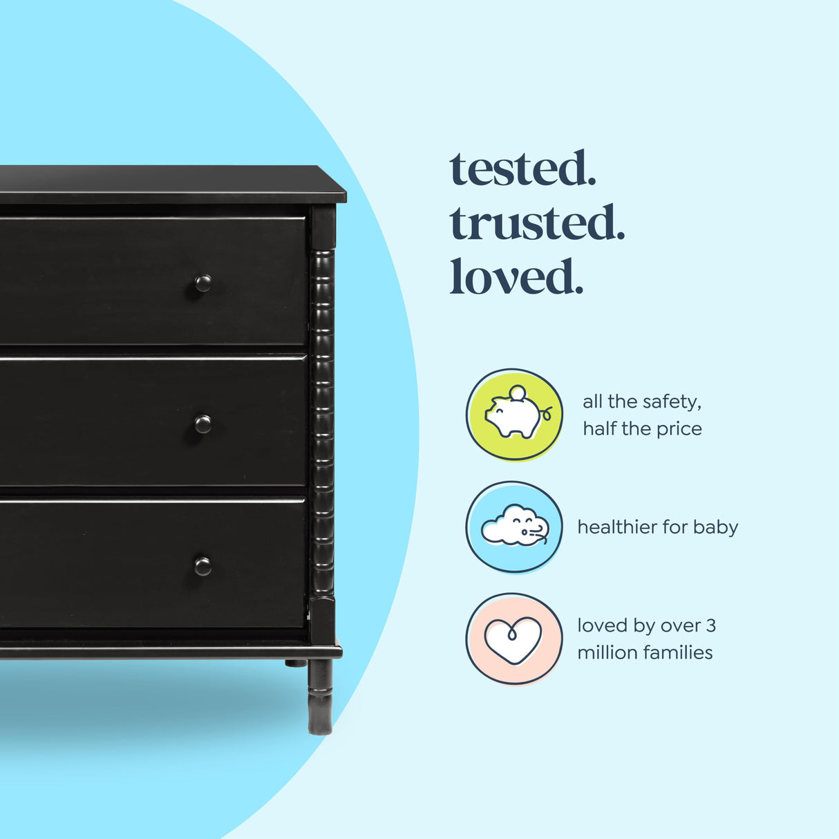 Davinci Jenny Lind Spindle 3-Drawer Dresser in Ebony DaVinci