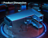 ODK 55 Inch L Shaped Gaming Computer Desk with Power Outlets, Corner Desk with Reversible Storage Shelves & PC Stand for Small Space, Modern Simple Home Office Table, Carbon Fiber Surface, Black ODK