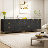 LYNSOM Dresser for Bedroom, Modern 7 Drawer Black Dresser with Metal Handles and Wide Drawer, Wood Chest of Drawers for Living Room LYNSOM