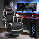 Goplus Gaming Chair, Height Adjustable Massage Video Game Chair with Retractable Footrest, Cup Holder, Headrest, Swivel Office Chair, Racing Style Swivel Gamer Chair Goplus