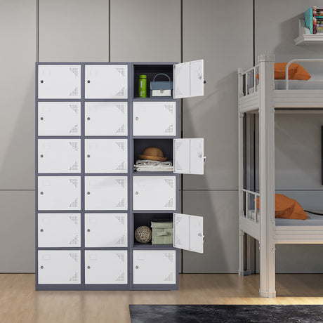 Letaya Metal Lockers for Employees,71" Steel Storage Cabinet with 6 Door Lockable for Office Staff,Home,Gym,School (Grey White) Letaya