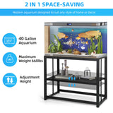 VOWNER 40-50 Gallon Fish Tank Stand - Metal Aquarium Stand, 36.6" x 18.5" x 29.5" Adjustable Heavy Duty Reptile Tank Stand, Adjustable 2-Tier Fish Tank Rack Shelf for Home Office, Tank not Included VOWNER