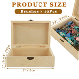 MUXHEL 12 Pcs Unfinished Wooden Boxes - 6" 4" 2" Wood Craft Boxes with Hinged Lid, Bulk Rectangle Wooden Storage Boxes for DIY, Painting, Storage (with 10 Brushes) MUXHEL