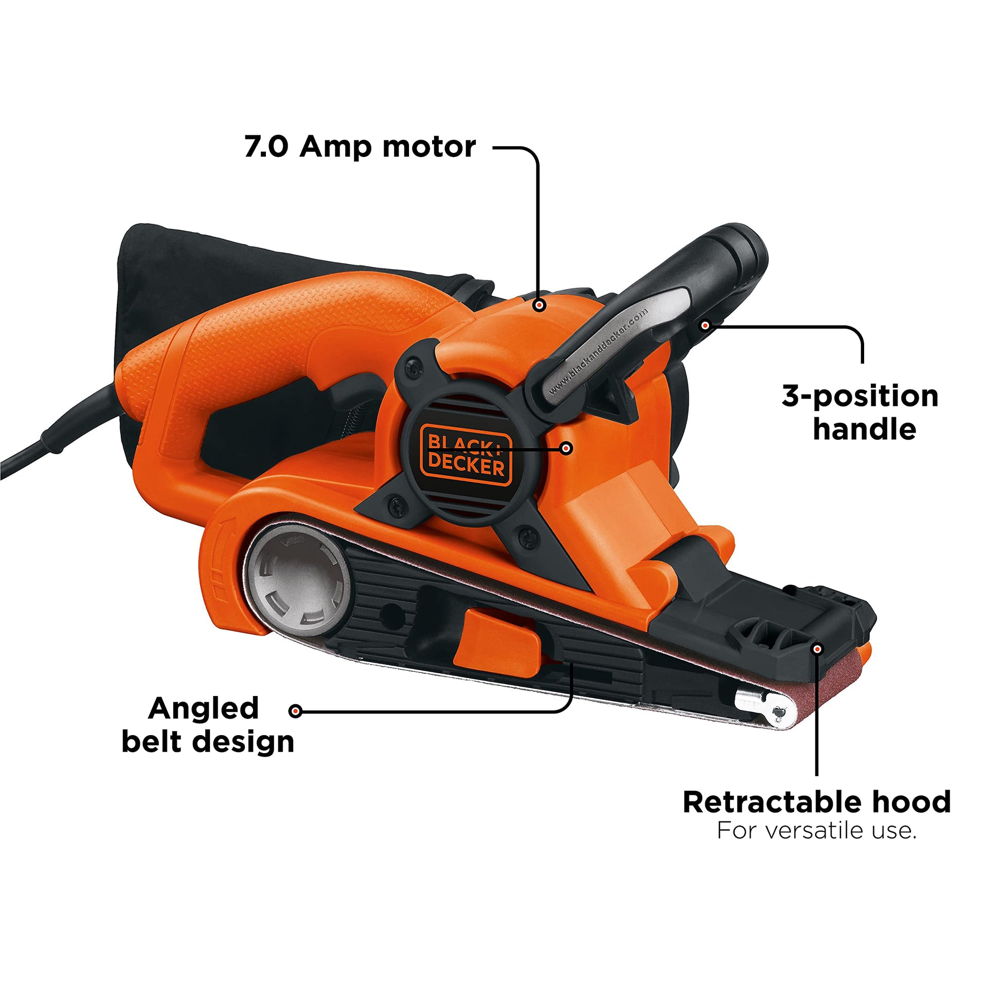 BLACK+DECKER Belt Sander with Dust Bag, 7-Amp, 3-Inch by 21-Inch (DS321) - WoodArtSupply