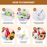 QENSPE DIY Flowers Arcylic Paint by Number,Painting Kits for Adults,Canvas Painting Tool Set for Beginners,Home Wall Decor 12x16 Inch QENSPE