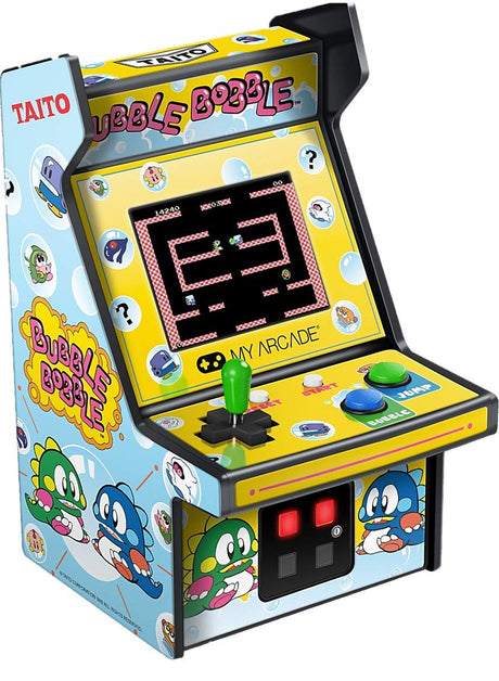 My Arcade Micro Player Mini Arcade Machine: Bubble Bobble Video Game, Fully Playable, 6.75 Inch Collectible, Color Display, Speaker, Volume Buttons, Headphone Jack, Battery or Micro USB Powered My Arcade