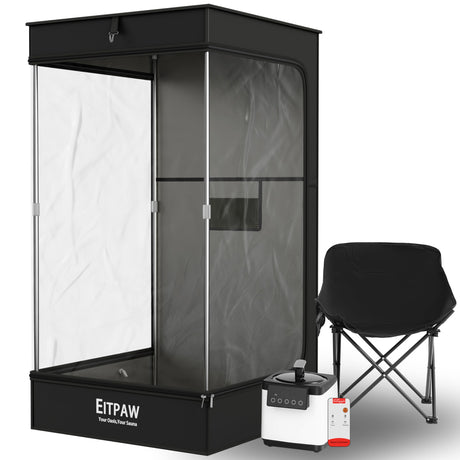 Sauna, Portable Steam Sauna, Full Size Sauna Tent for Home, Personal Sauna with 2.6L & 1000W Steamer, RGB LED Light, Remote Control, Foldable Chair, Foot Massager Roller, Mat, Suitable for Gym, Yoga Eitpaw