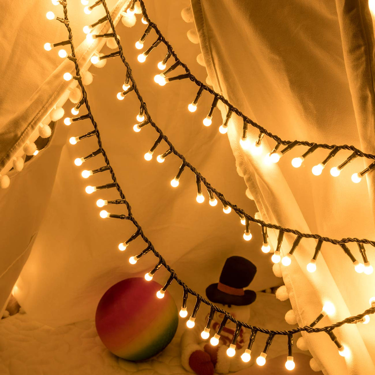 AWQ 500 LED 49ft Christmas Cluster Lights Christmas String Lights Decoration Lights for Christmas Home Garden Wedding Party Xmas Tree Bedroom Indoor Outdoor Decor AWQ