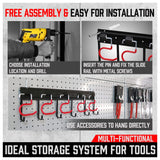 68" All Metal Garden Tool Organizer - Sturdy Garage Wall & Shed Organization System - Hooks for Shovel, Broom, Rake & More SEDY