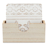 Juvale Set of 6 White Wooden Coasters with Holder for Drinks, Coffee Table, and Floral Farmhouse Decor (3.8 Inches) Juvale