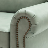HULALA Home 81'' Upholstered Leather Sofa with Nailhead Trim and Rolled Armrests, Mid-Century Modern Living Room 3-Seater Couch, Sage Couch with Removable Cushion for Bedroom Apartment HULALA HOME