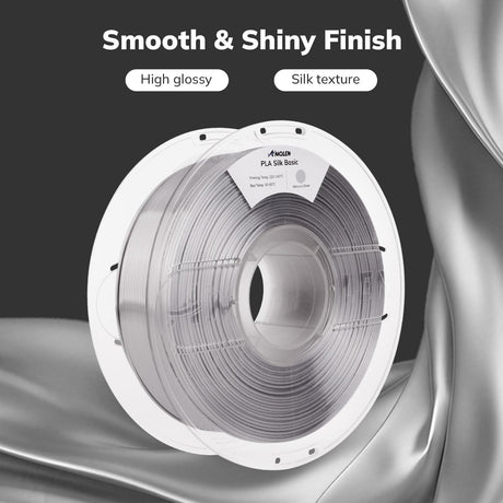 AMOLEN Silk PLA Filament Mercury Silver, 3D Printer Filament 1.75mm for 3D Printing 1kg(2.2lbs) Spool Compatible with Most FDM Printer AMOLEN