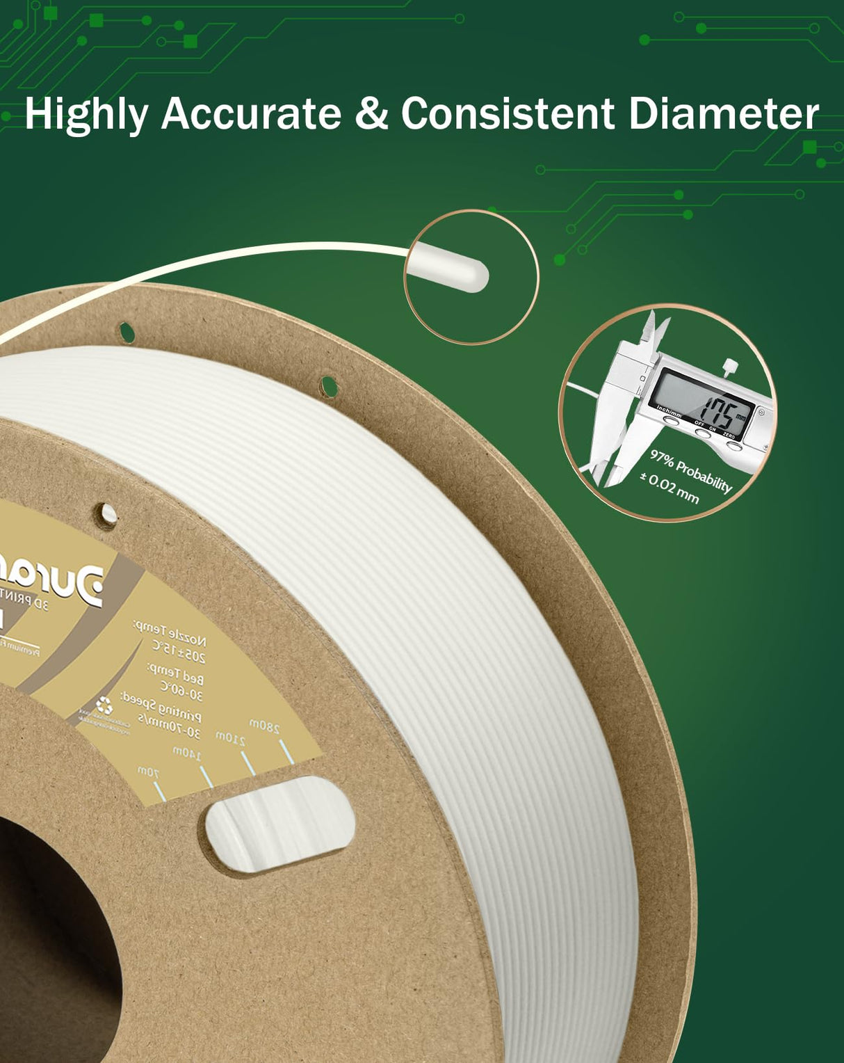 DURAMIC 3D PLA Glow in The Dark Filament 1.75mm Glow Green, 3D Printing PLA Filament 1.75mm Dimensional Accuracy +/- 0.05 mm, 1kg Spool DURAMIC 3D