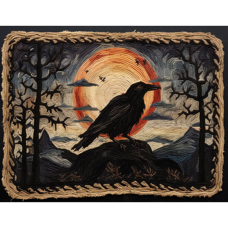 Black Raven Moon Latch Hook Rectangle Rug Kits for Adults Needle Crochet Yarn Embroidery Carpet Hook and Latch Kit Floor Mat Tapestry Christmas Home Decoration 52x38cm(9) Generic