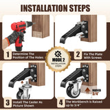 SPACECARE Workbench Casters kit 900Lbs Heavy Duty Quick Release 2 Mounting Options Retractable Workbench Stepdown Caster Wheels Adjustable Polyurethane Durable Steel Construction (Set of 4) SPACECARE