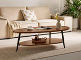 Saint Mossi Modern Coffee Table for Living Room, Mid-Century Oval Wood Coffee Table, Double Layer Center Table for Small Space, D47xW23.6xH15, Espresso SM Saint Mossi