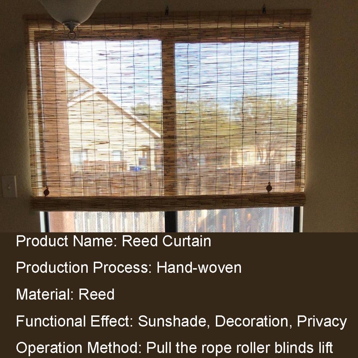 Bamboo Shades for Patio Privacy Screen, Bamboo Windproof Roller Porch Gazebo Deck Blinds, Bamboo Roll up Window Roman Shades for Office Curtains, Natural Bamboo Blinds, Cordless(Size:34"W x 84"H) DISPRA