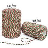 Cotton Twine Green Red and White Baker String 2mm Thick 328 Feet Christmas Twine for Gift Wrapping DIY Crafts Home Decoration Gardening Leecogo