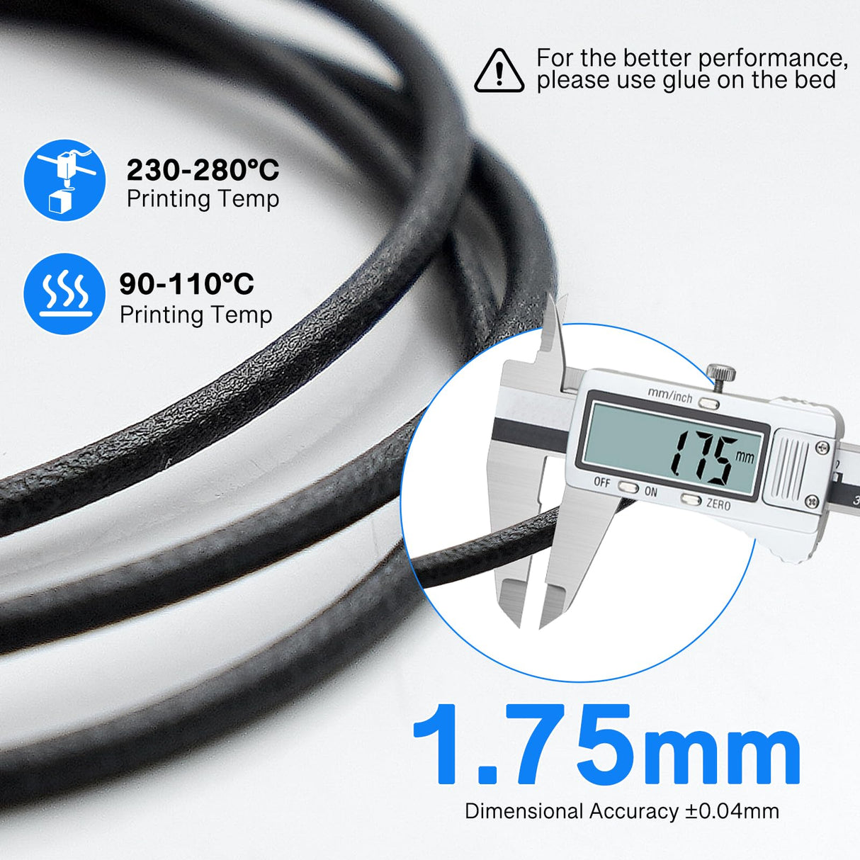 Nylon Carbon Fiber Filament PA12 CF 50G 1.75mm for 3D Printer Filament 3D Engineering Printing yxpolyer