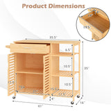 Moccha Rolling Kitchen Island Cart - Bamboo Kitchen Carts on Wheels with Storage Cabinet, Large Drawer, 3-Tier Open Shelf, Towel Rack, Sideboard, Mobile Kitchen Table for Dining Room Living Room Bar LDAILY