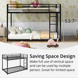 INCLAKE Twin Over Twin Bunk Bed, Heavy Duty Metal Bunk Bed Frame with Built-in Ladder and Safety Guard Rail, Low Bunk Bed for Teens Adults, Noisy Free & No Box Spring Needed, Black INCLAKE