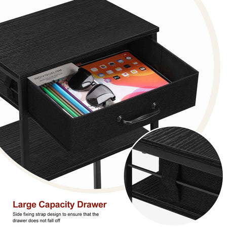 Printer Stand with Storage 3 Tier Home Printer Table with Drawers Multifunctional Under Desk Printer Shelf Holder Industrial End Table Nightstand for Fax Machine Scanner Files Brown BTY