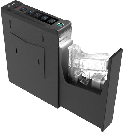 Z ZLJUAN Mounted Gun Safe for Pistols,Quick-Access Auto-Open Sliding Door Handgun Safe for Nightstand Wall Mount Bedside Desk Bed Gun Safes, Pistol Safe w/Biometric Fingerprint,Keypad Lock,Key Z ZLJUAN