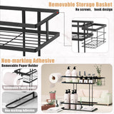IIQ Over The Toilet Storage,2-Tier Bathroom Organizer Over Toilet with Removable Basket Paper Holder, Above Toilet Storage with Non-Trace Adhesive, No Drilling Toilet Organizer IIQ