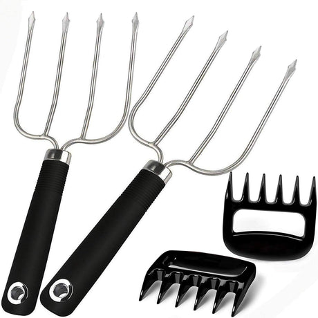 Turkey Lifting Forks, Meat Claws, Strong Endurance Stainless Steel Poultry Chicken Fork, Ultra-Sharp Roast Ham Forks. Easily Lift, Handle Meats - Essential for BBQ & Thanksgiving Pros, 4 Pcs MTNZXZ