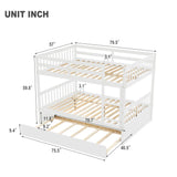 WIILAYOK Full Over Full Bunk Bed with Trundle, Convertible to 2 Full Size Platform Bed, Full Size Bunk Bed with Ladder and Safety Rails for Teens, Adults, White WIILAYOK