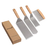 Stainless Steel Metal Spatula Set - Teppaniyaki Spatulas - Griddle Scraper Flat Spatula Pancake Flipper Hamburger Turner - Metal Utensil great for BBQ Grill Flat Top Cast Iron Griddle Accessories Anmarko