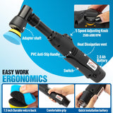 KUIMIT Cordless Mini Car Polisher, 12V Micro Cordless Scratches Killer Car Polisher RO/DA Mini Car Polisherwith 5 Variable Speeds 2500-6000RPM & 2x2.0Ah Batteries for polishing, Sanding and Cleaning KUIMIT