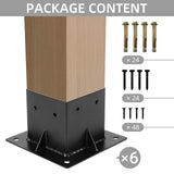 Rasugarlary 4x4 Post Base 6 PCS, Deck Post Anchor Base (Actual 3.6"x3.6") Black Powder Coated Post Bracket Wood Fence Pergola Brackets for Mailbox Railing Porch Rasugarlary