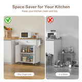 Gizoon White Kitchen Island Cart with Adjustable Shelves, Drawer, and Movable Wheels Gizoon