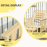 Outsunny 2-Piece Patio Furniture Set with 1 Armrest Single Chair and an Ottoman, Outdoor Wooden Chair with 4" Thick Padded Cushions for Backyard, Porch, and Poolside, Beige Outsunny