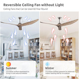 NWIASS 60 Inch Ceiling Fan No Light, Large Outdoor Ceiling Fan without Light with Remote, Premium Grey 3 Blade Solid Wood Ceiling Fan-Brushed Nickel, Modern Quiet DC Ceiling Fan for Patio Exterior NWIASS