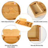 Premium Bathtub Caddy Tray for Tub, Bamboo Bath Tray for Tub with Extending Sides, Adjustable Bath Tub Tray Wood for Luxury Bath Fits Most Bath Tubs Bathtub Accessories Gift Idea BESHOF