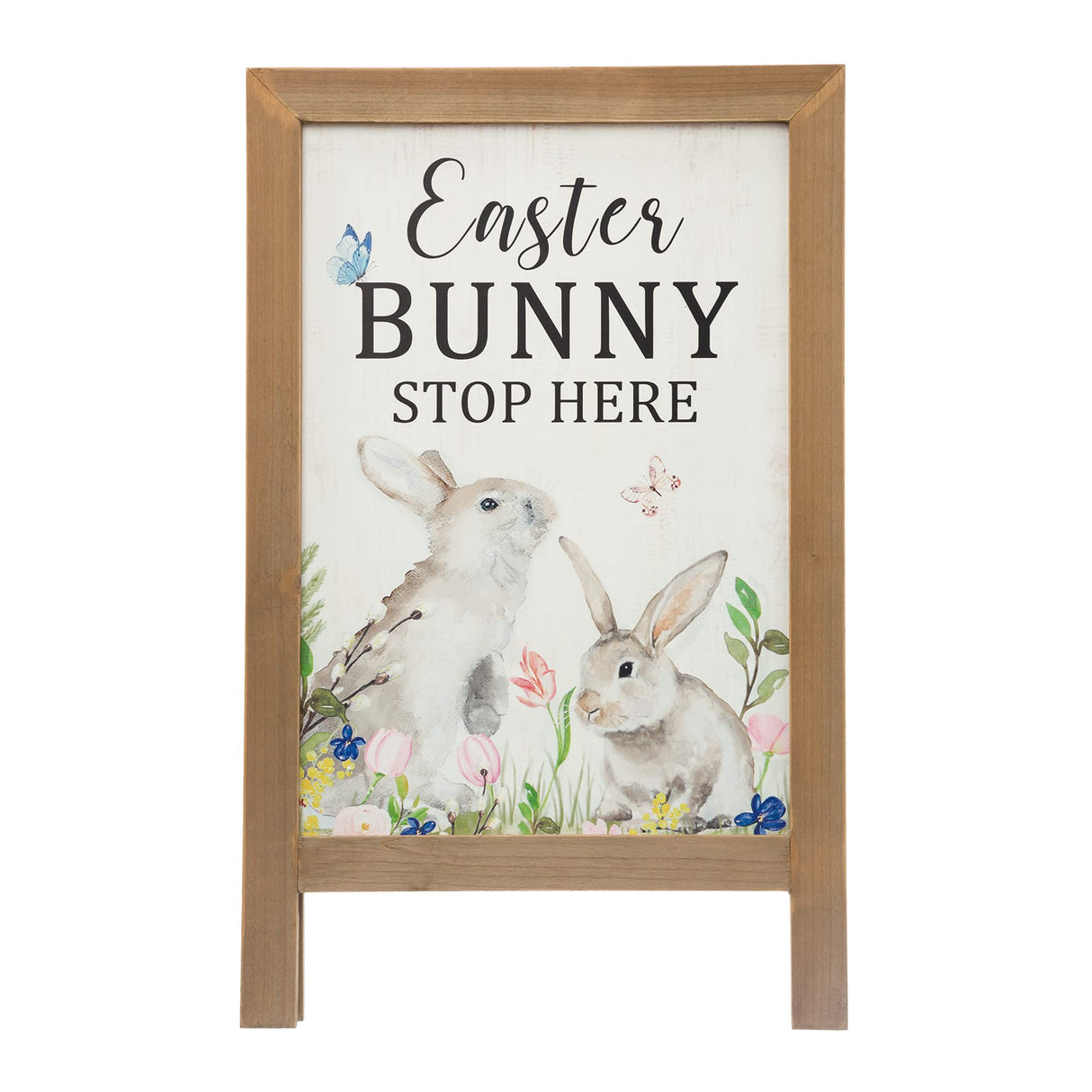 Glitzhome 24”H Easter Wooden Porch Sign, Bunny Sign Decor Rustic Rabbit Decoration Welcome Porch Decor for Easter Yard Entryway glitzhome