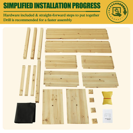 Yardenaler 47.1x22.6x29.9in Raised Garden Bed with Legs, Outdoor Elevated Wood Planted Box with Liner & Drainage Hole for Vegetable Flower, Backyard and Patio, Natural Yardenaler