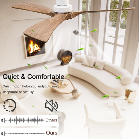 dearnow 42" Ceiling Fans with Lights with Remote Control, Indoor Outdoor Wooden Ceiling Fan with 3 Wooden Blades for Patio, Living Room, Dining Room, Farmhouse and More. (White + Log Color)… dearnow