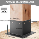 4x4 Stainless Steel Deck Post Base 4pcs | Internal 3.5"X3.5"| 13ga Thick Matte Black Powder Coating Post Anchor , 4x4 Post Bracket for Wood Posts, Fence, Deck Railing, Handrail Railing Support GHLTXKJ